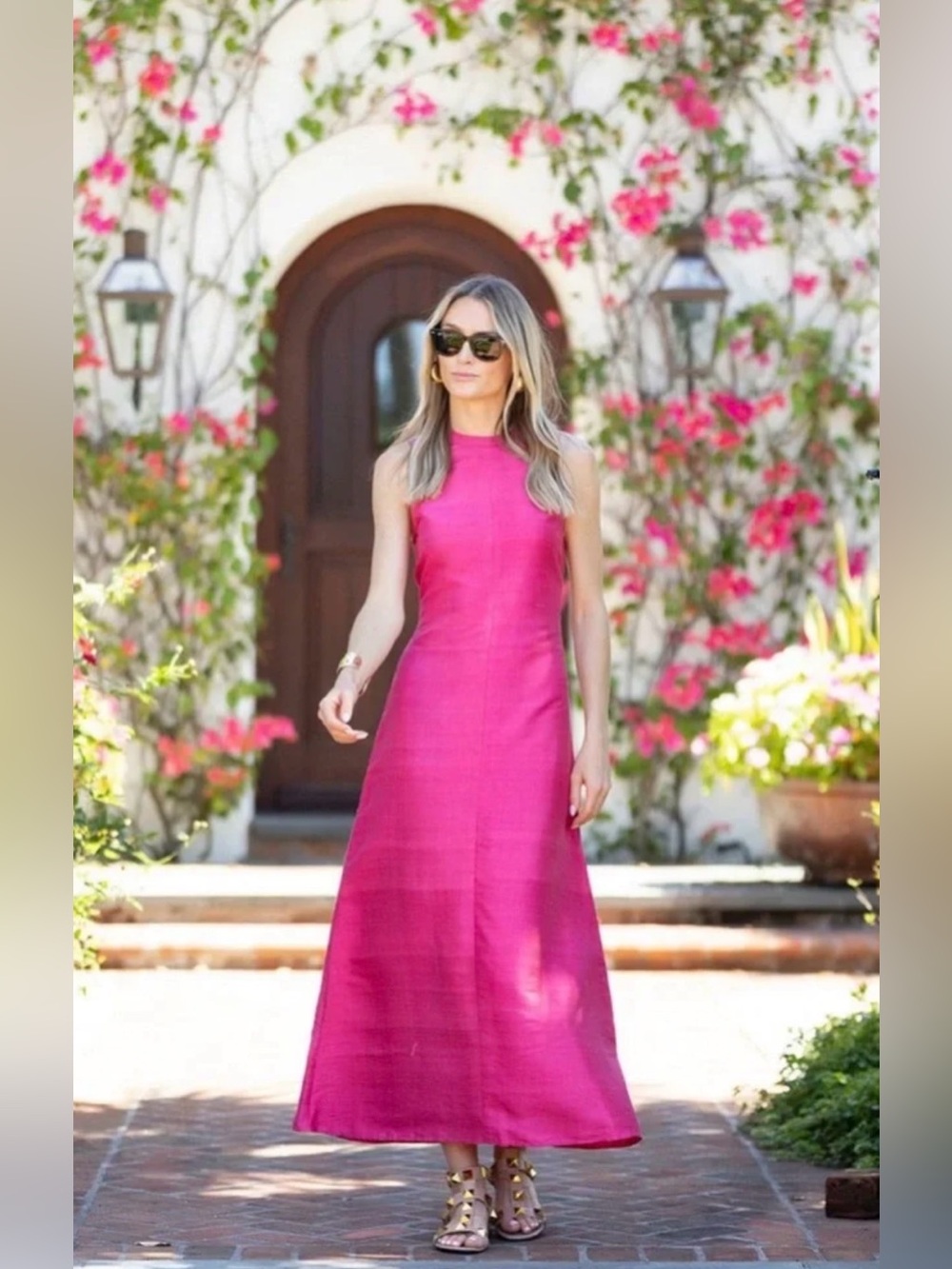 Julia Amory Jane Dress Pink Magenta Maxi Dupioni Silk (See Measurements- L?)